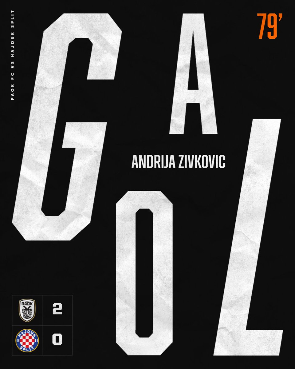 Goal! #AZivkovic strikes #PAOKHAJ 2-0 79' #UECL #FightBack