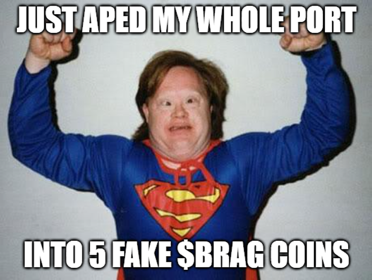 BRAG_ERC20's tweet photo. You guys are doing great. 

Last warning. Get in the $BRAG TG for the real one.

https://t.co/yLJcnz9fT0 https://t.co/Y4d4ZqJsxy