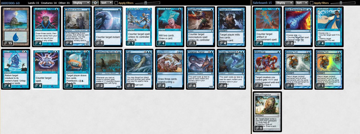 trebicky's tweet image. 5-0 with mono U featuring pauper talrand. I tried out DA and 1 surprise foil. Honestly Mystic seemed pretty good but I don't think you can justify running more than 2. #mtgpauper