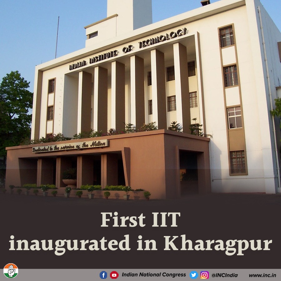 INCIndia's tweet photo. On this day in 1951, India’s first IIT, IIT Kharagpur, was inaugurated.

The establishment of the state-of-the-art institution was a result of Pt. Nehru’s vision to lead the nation into scientific progress and make India self-sufficient in knowledge acquisition. https://t.co/0Srz5OaUQ6