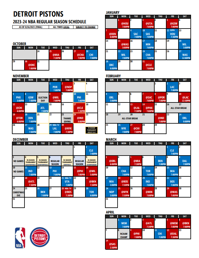 Irving Rodgers Info Detroit Pistons Preseason Schedule 2023