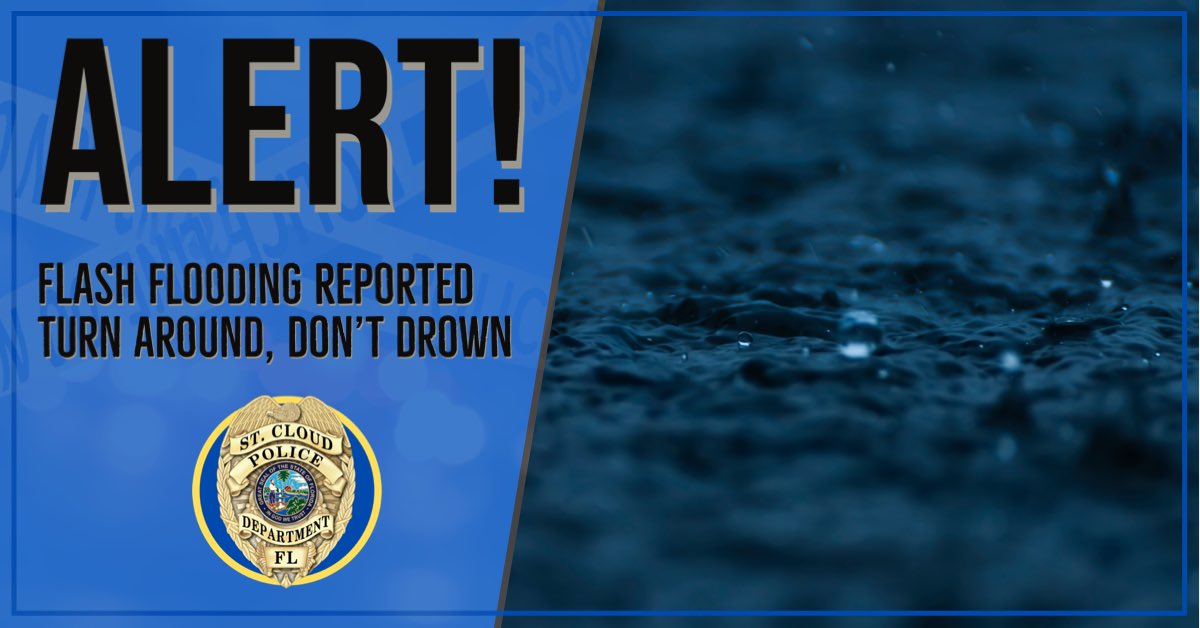 Flash flooding along portions 13th Street (US 192) has been reported due to the passing thunderstorm. While the water is expected to drain quickly, we urge motorists to avoid driving through water-covered roads, and to use added care during foul weather.

#TurnAroundDontDrown