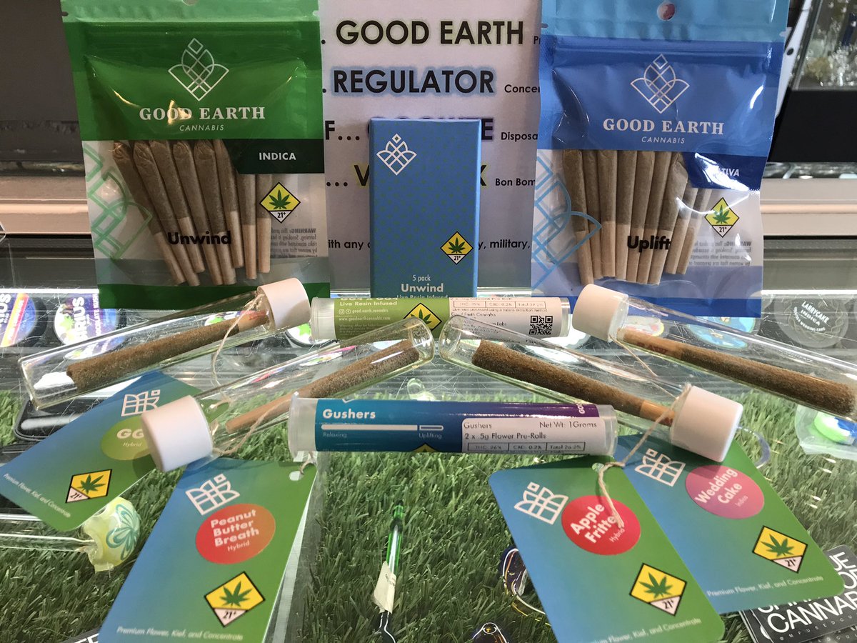 WorldofWeedRec's tweet image. Come in and roll out with some Good
 Earth jays with 30% off today. @goodearthcanna #GoodEarth #Sativa #Hybrid #Indica #Preroll #Infused #Multipack shop.worldofweed.com