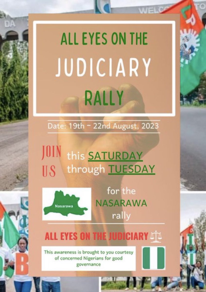My Nasarawa People Plug in and make “All Eyes on the Judiciary” an important message Shall we 💪💪💪💪 #AllEyesOnJudiciary