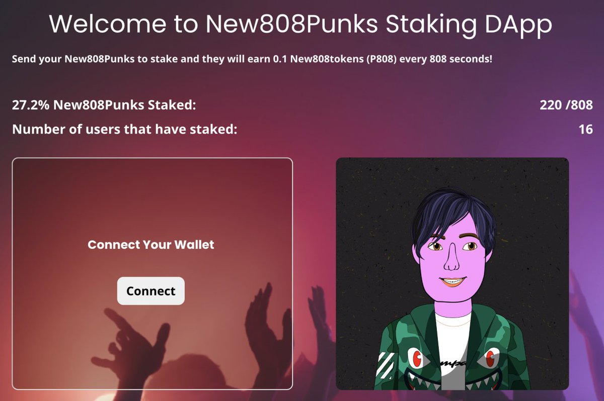 📢 Exciting update for all! We've recalculated the earning rate for P808 tokens with New808punk NFTs. Previously 5 P808 tokens every 808 mins, now it's 0.1 P808 every 808 secs.  
💰 #New808punk