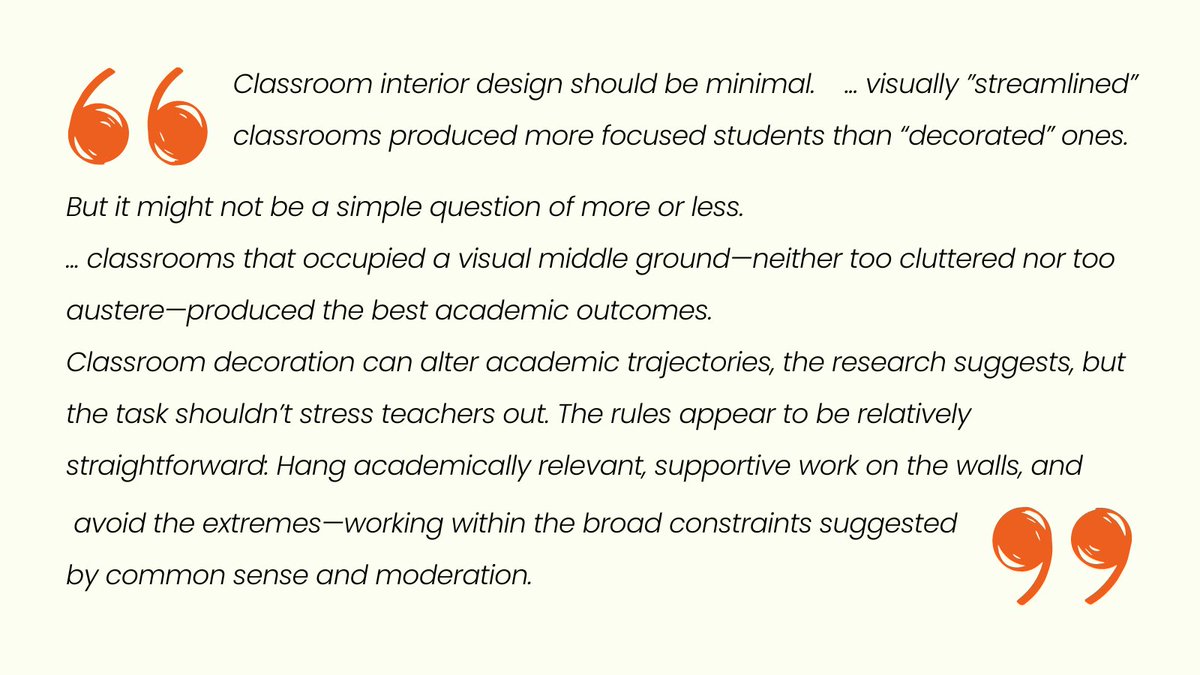 Arkle123's tweet photo. To decorate your classroom or not?
Attached summary of advice in 3 conflicting up-to-date studies.
#teachers #ofsted #schools #educators #teachertwitter #EduTwitter #TechWeekIRL #edchatie #TeachersOfTwitter https://t.co/eNuy374REl https://t.co/sNSXNKkopn https://t.co/Eu7ZDx4dgm https://t.co/eK8MwPkAqs