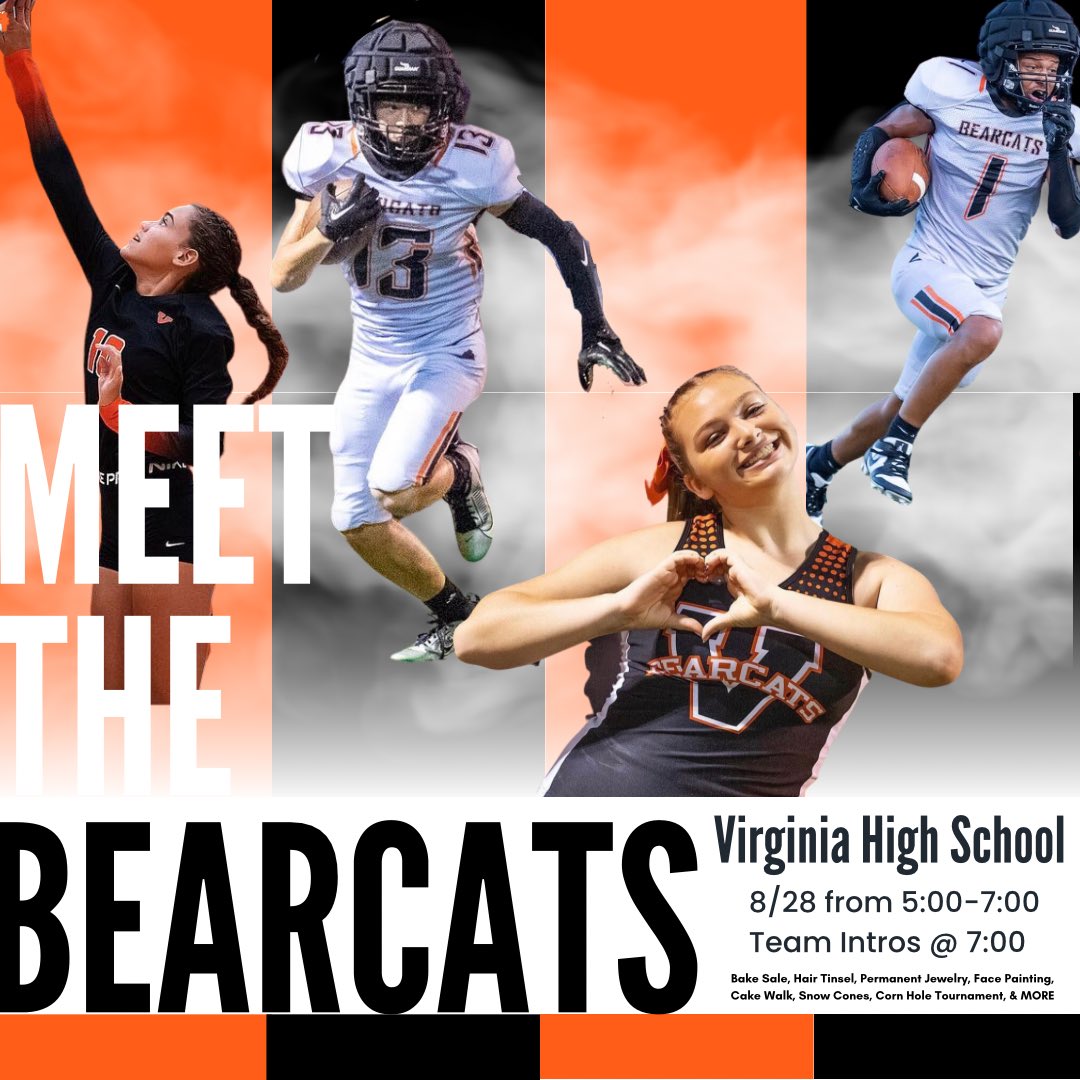 Mark your calendars! Meet the Bearcats 8/28! 🤍🧡🖤