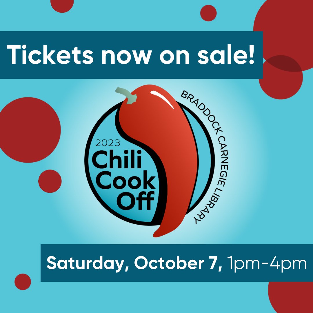 Tickets are now on sale for our annual Chili Cook-Off fundraiser! $25/ticket with a $10 discount for those who live in our service area (Braddock, Chalfant, East Pittsburgh, North Braddock and Turtle Creek). Purchase tickets online at bcla.givecloud.co/2023ccotix