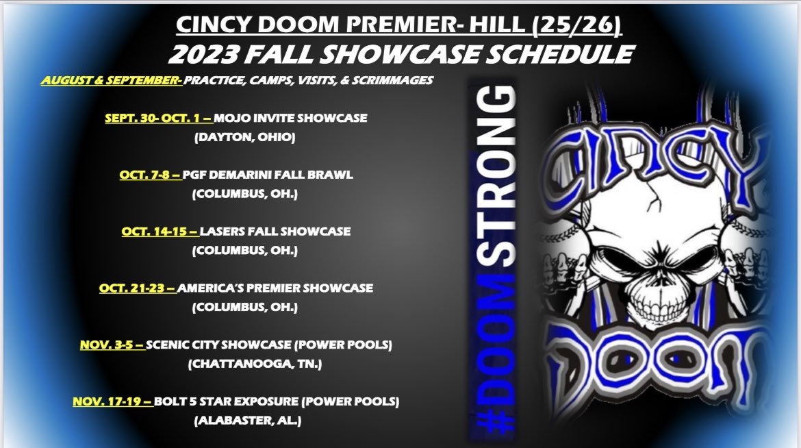 🚨Coaches, Our 2023 Fall Schedule is locked in! Don’t miss out on Talented 2025s & Get our 2026s on your HOT List🚨 Super Talented Group! Here’s Where you can find us this Fall! 🥎Sept. 30-Oct. 1- Mojo Invite (Dayton, OH.) 🥎Oct. 7-8- @d1fastpitch1 PGF Fall Brawl (Columbus,