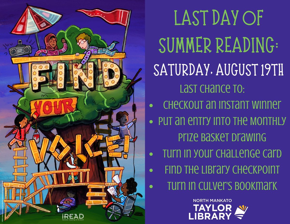 Heads up! Our Summer Reading Program ends this Saturday, August 19th! 🤯