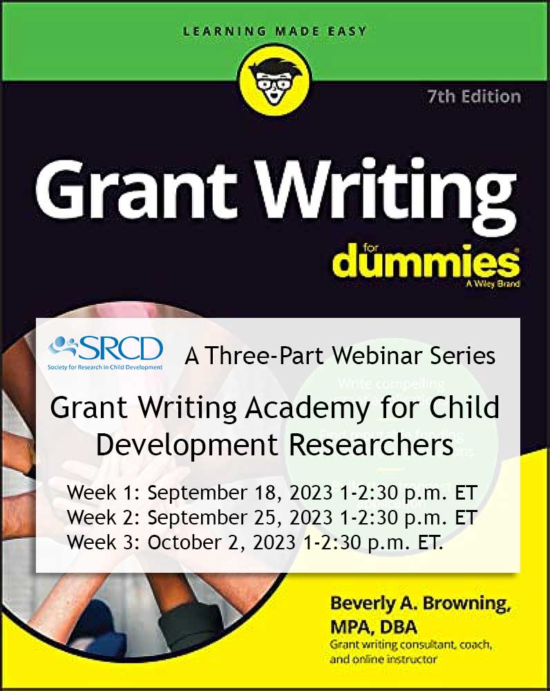 📅 Save the dates for Grant Writing Academy for Child Development Researchers! Led by Dr. Beverley A. Browning, this 3 part certificate program will cover the basics of researching and writing competitive #grant applications for child development research. bit.ly/3Qxv62P