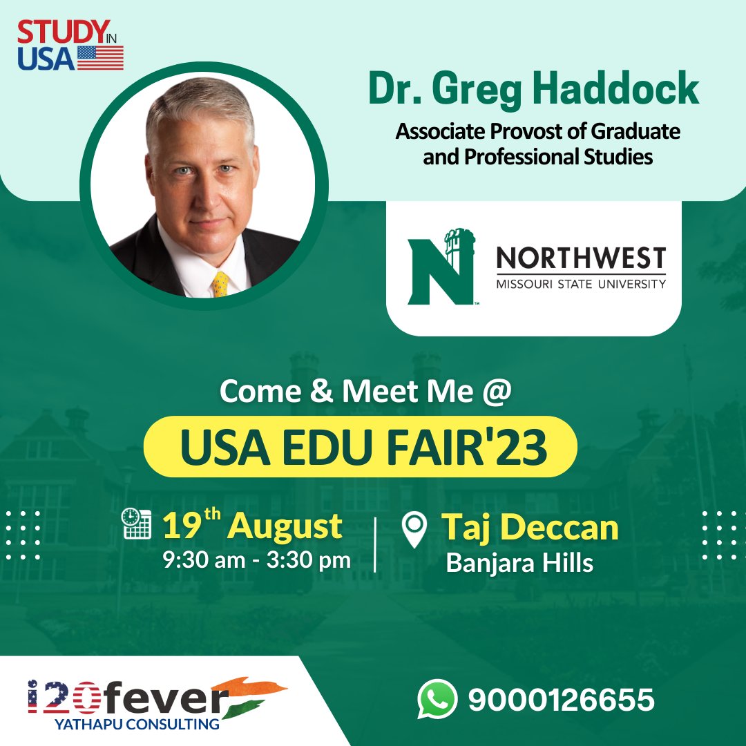 NW_IIC's tweet photo. Dr. Greg Haddock will be at the i20fever USA EDU Fair 2023 in Hyderabad, India on August 19th. To register to attend the fair, go to https://t.co/TBGg7ftACJ. Entry is FREE.

#studyinusa #hyderabad #usaedufair2023 https://t.co/Rzh76z4Ny4