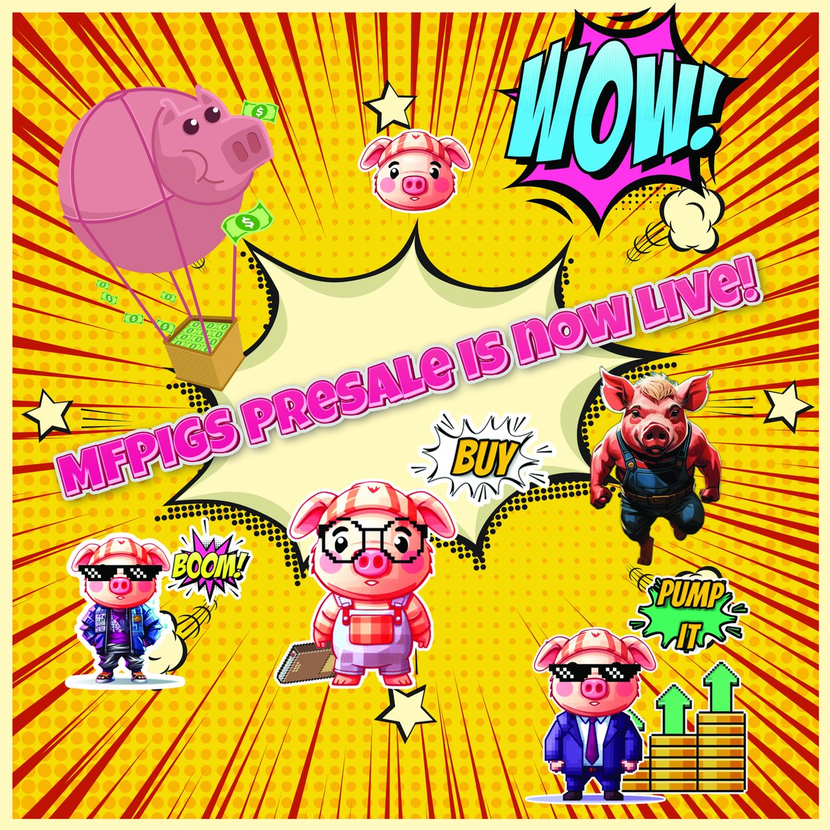 thememe_farm's tweet image. 🐷 "Ever heard of pigs flying? At thememe.farm, they're not just flying, they're launching! 🚀 Get ready for the presale of the MFPIGS coin. Participate now, or forever hold your pigs! 🪙🐖 #MemeFarm #MFPIGSLaunch #WhenPigsFly" 🌌🤣