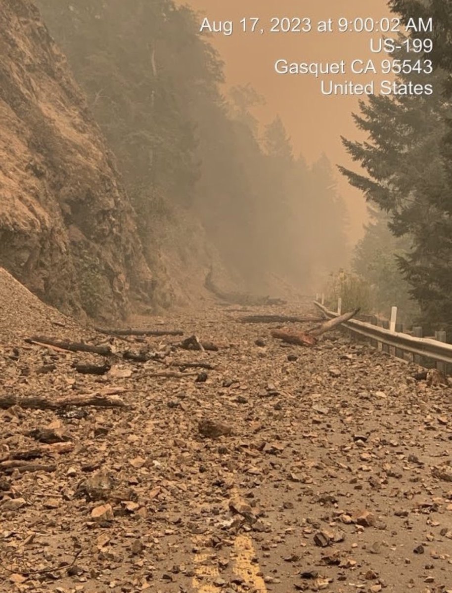 New photo from Caltrans of Highway 199 aka Redwood Highway, which links Grants Pass to the coast. This area along the Smith River is known as The Narrows.