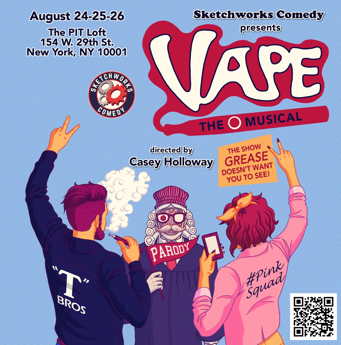 We are 1 WEEK away from our 3-night performance run of VAPE THE MUSICAL at The Peoples Improv Theater in NYC! After a 2 1/2 yr legal battle, @Sketchworks is free to perform our parody of 'Grease'
Get your tickets: lnkd.in/gZU-ZhZP
#nyevents #comedyshow #thingstodoinnewyork