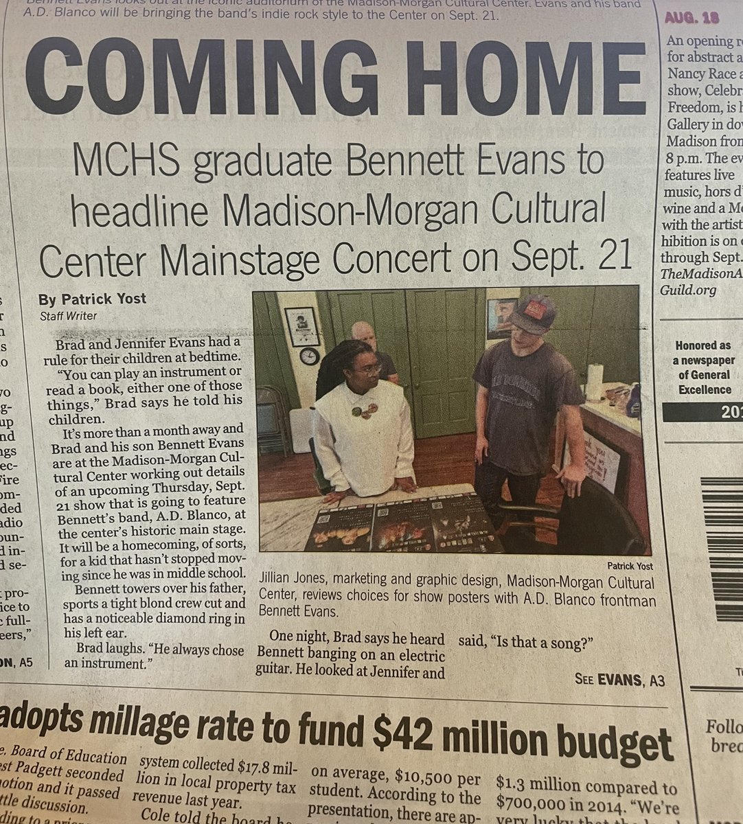 Check out what’s been featured in this week’s Morgan County Citizen! Bennett Evans returns to Madison with his band A.D Blonco for mainstage concert on September 21st.