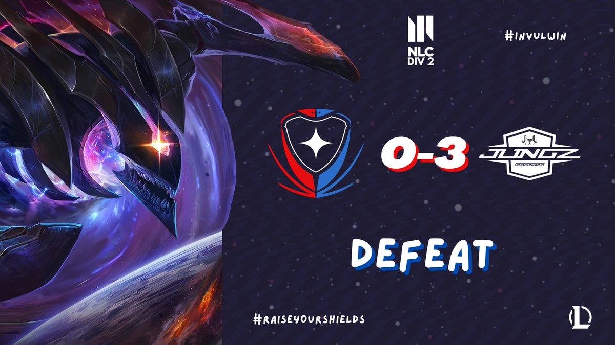InvulEsports's tweet photo. ⭐ We fall 0-3 to a red hot @JLINGZesports team and move on to the lower bracket this Saturday, ggwp!
#NLCDiv2 #RaiseYourShields🛡️ https://t.co/WUliei9uRR