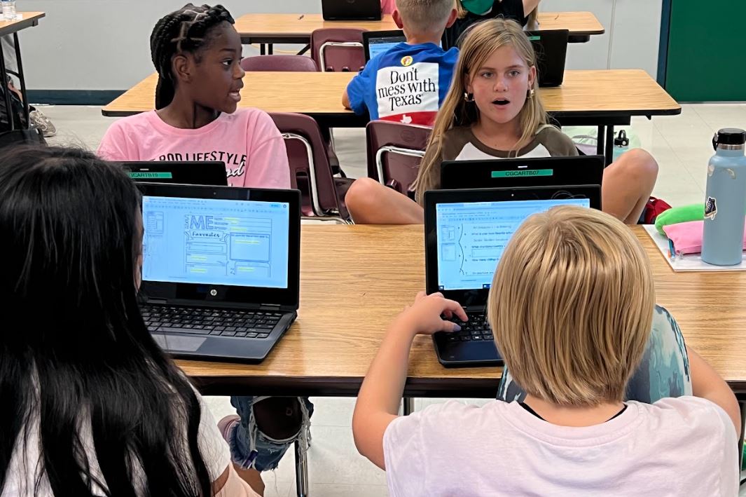 digitalatCG's tweet photo. Students in 6th-grade science are making new connections by interviewing a new friend in class. We are learning so much about each other while reviewing our Google Slides skills. #CGcats #SuccessCSISD #ChooseGreatness #CGDigitallearning #CypressGrove https://t.co/meuUmKST7W