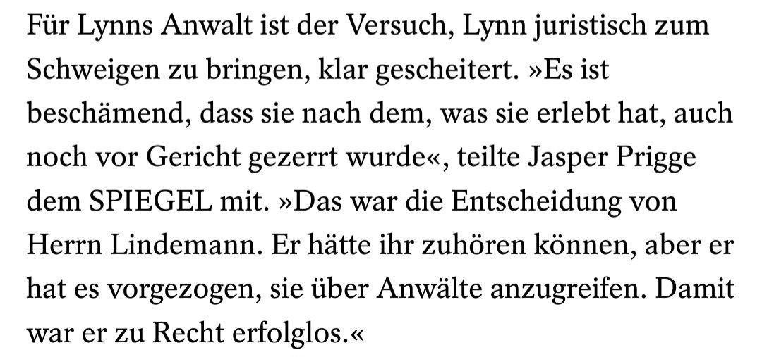 Gericht weist Unterlassungsantrag von Lindemann-Anwälten gegen Shelby Lynn ab: spiegel.de/panorama/justi…