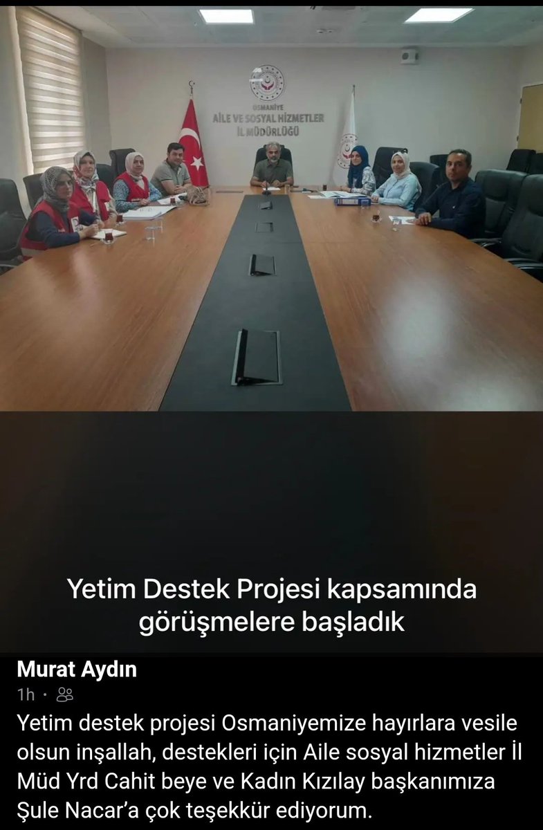 Osmaniye ilimizde Kizilayimizin destekleri ile gerçeklesecek olan Yetim projesi adımlarını atmaya başladık. Emeği geçen kadin Kızılay başkanımŞule Nacar  ve Osmaniye Aile sosyal hizmetler il müdür yrd Cahit beye teşekkür ediyorum.