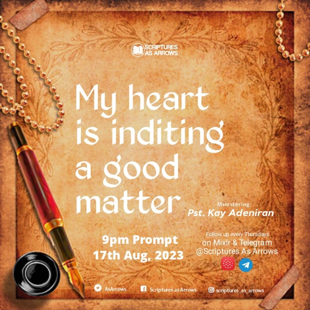 AsArrows's tweet photo. The scroll 📜 has been given and it's ready to be read to us tonight.

Don't miss this very important teaching on Scriptures As Arrows by 9PM Today.

Connect via
https://t.co/kwBZNFeVYq
 Or 
https://t.co/znH8ScoKNK

#MyHeartIsInditingAGoodMatter
#pstkayadeniran https://t.co/9us9yBqKWd
