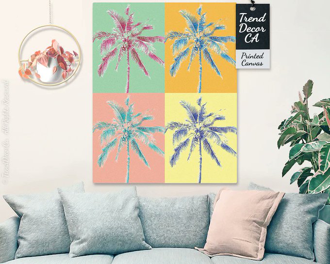 Tropical Paradise Palm Tree Canvas Wall Art - Beach Decor, Vibrant Colors, and Relaxing Vibes andy Warhol Style etsy.me/45glM8i via @Etsy #yoga #manifestation #wallart