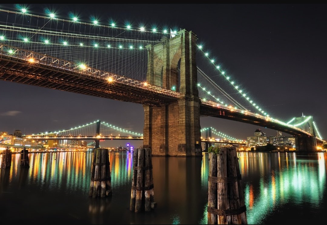 NYC *at night*! ✨️🌃✨️
#manhattanbridge
#brooklynbridge  
#pretty  
#missit