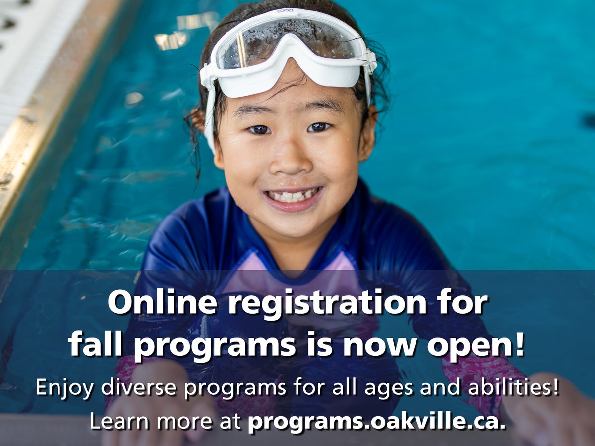 townofoakville's tweet photo. In case you missed it, registration for fall programming is officially open! Log in to your account and sign up for your favourite program today!

Programs: https://t.co/4hLk1AmAFl https://t.co/V2VphX4ZxP