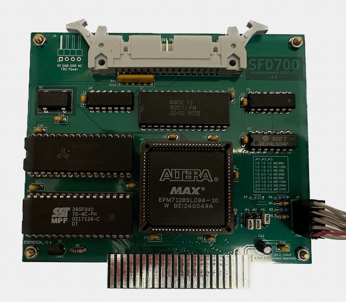 engineerswork1's tweet image. SFD-700 v1.2 - Latest update. A Floppy Disk Drive interface with embedded Rom Filing System to extend the Monitor command line and fast boot common apps (Basic, CPM etc). Specification includes 512K FlashROM and 512K Static RAM.

New board works and tested in an MZ-80A, MZ-700,…
