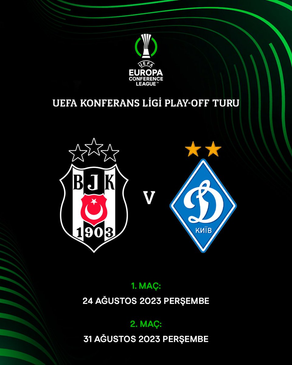 Besiktas's tweet photo. UEFA Konferans Ligi Play-Off Turundaki Rakibimiz Dynamo Kiev Oldu

🔗 https://t.co/Rd6WJOyguL https://t.co/K14HncAbtk