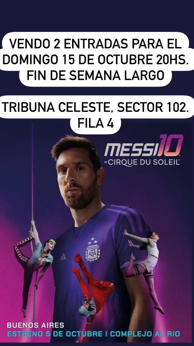 louchquinzano's tweet photo. Vendo 2 entradas para la función del Domingo 15 de Octubre, en Buenos Aires.
Las entradas eran para Marzo y desde la organización cambiaron la fecha y ahora caen para el día de la madre así que yo quiero estar en Tucumán con mi hijo.

Me ayudan compartiendo? https://t.co/Bw0eCgABcJ