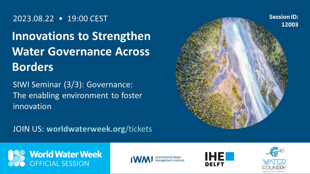 What can be the new frontiers of innovation to strengthen #watergovernance across borders?

Join our session at #WWWeek as we discuss innovative approaches to #transboundary #governance. Attend online for free!

#WWW2023 #transboundarywaters #rivers