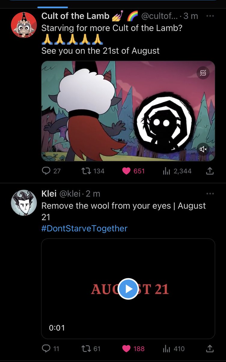 giiyah22's tweet image. My two favorite and beautiful games together 🖤❤️ #Klei #Devolver #DontStarveTogether #CultOfTheLamb