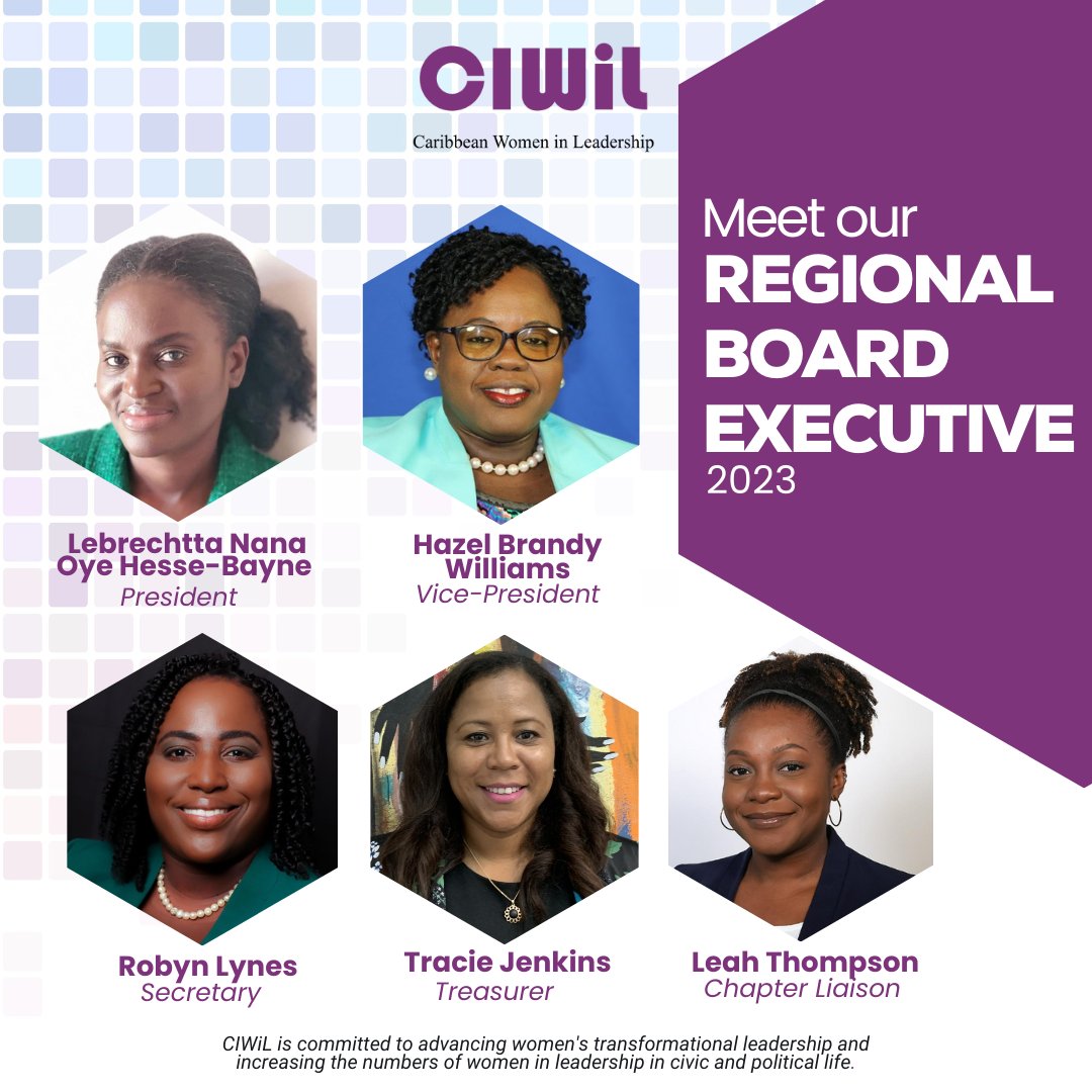 We are pleased to announce our newly elected Regional Board Executive! 👏👏

We extend sincere gratitude to the previous board and look forward to continued partnership as we advance women's transformational leadership.

#CaribbeanWomenLeaders #RegionalBoard