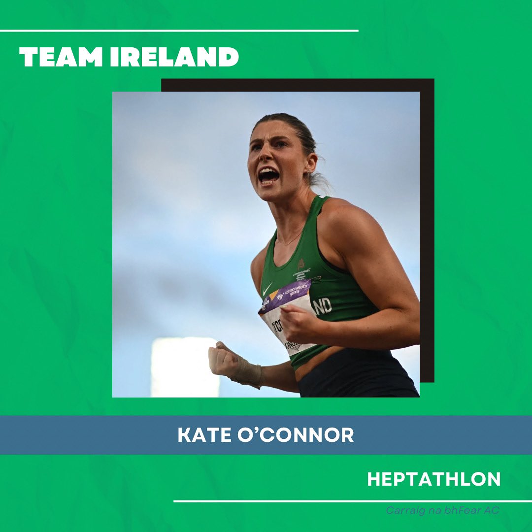 TEAM IRELAND 🇮🇪 

Kate O’Connor begins her <a href="/wabudapest23/">World Athletics Championships Budapest 23</a> adventure on Saturday morning with the first event in the Heptathlon, the 100m Hurdles. <a href="/kateoc2000/">Katherine O'Connor</a> goes in Heat 1 at 11:35am, the first of 4 events on Saturday alone!!
Best of luck Kate!
Come on ☘️