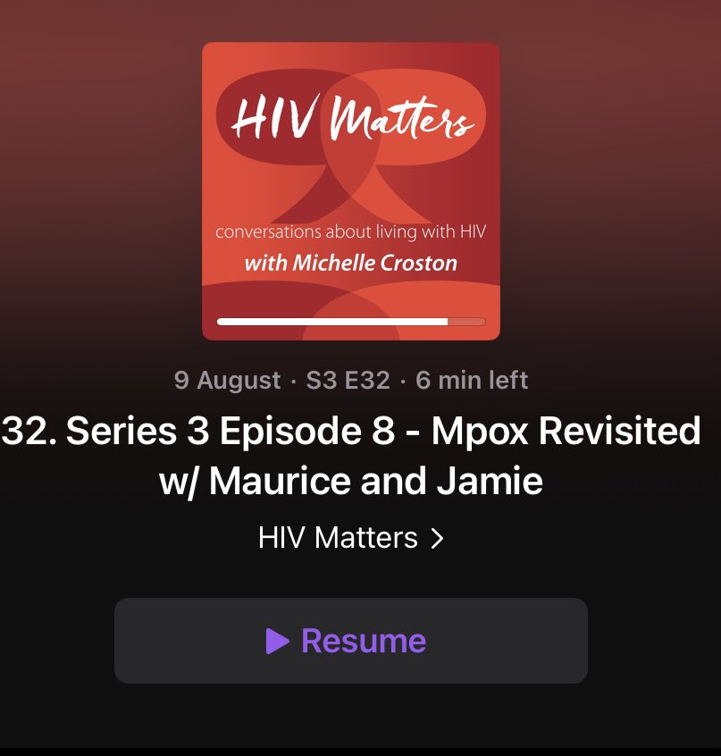 Episode 8 and 9 are now available . Join me as i speak to Maurice and Jaime about m'pox and then as i reflect on this series with the lovely Producer Dan🥂🍾#HIVMatters
