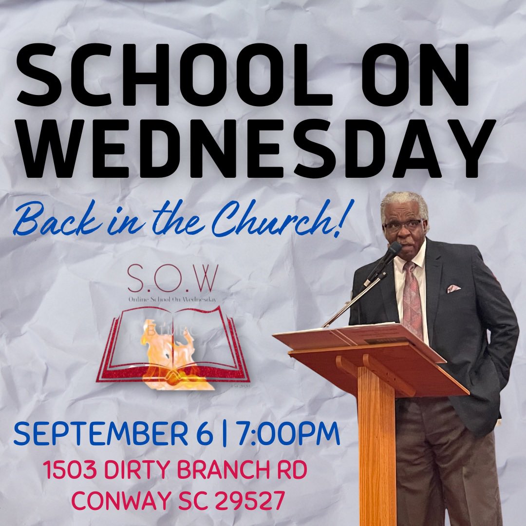Hey Fam! School on Wednesday is coming back in the church on September 6 at 7:00PM

#SOW will be In-Person + Online 

We pray to see you in the B1 Church or the B1 Campus for more knowledge and insight in God’s word