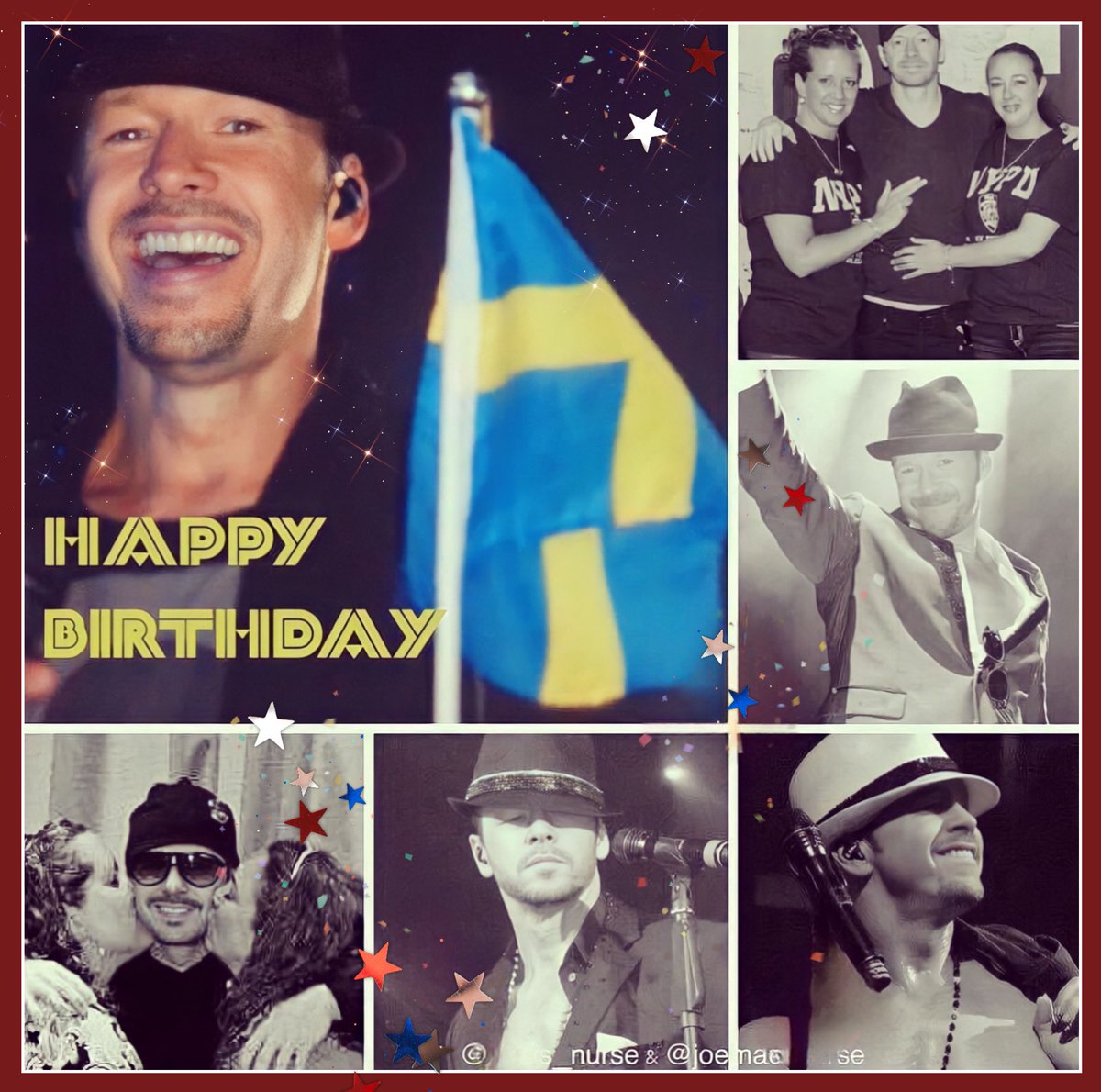 HAPPY BIRTHDAY MR DDUB 
<a href="/DonnieWahlberg/">Donnie Wahlberg</a> 
Hope you are having an amazing day 
We miss you over here in Sweden 
🩷 you 
Stay safe 
@JoeMacsnurse <a href="/NKOTB/">New Kids on the Block</a>