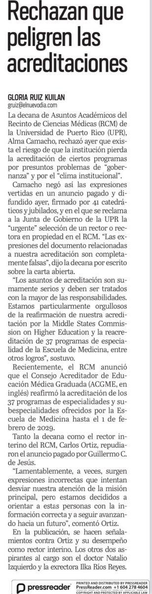 “Estamos particularmente orgullosos de la reafirmación de nuestra acreditación por la Middle States Commission on Higher Education y la reacreditación de 37 programas de especialidad de la Escuela de Medicina, entre otros logros”. - Dra. Alma Camacho, Decana de Asuntos Académicos