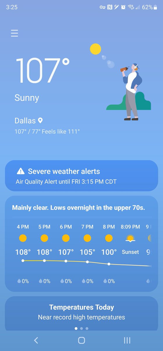Kitty1636's tweet photo. What the actual heck? Texas could  try not to be the hottest it's ever been, ya know, if it wants to. https://t.co/SWVFk1b1SU