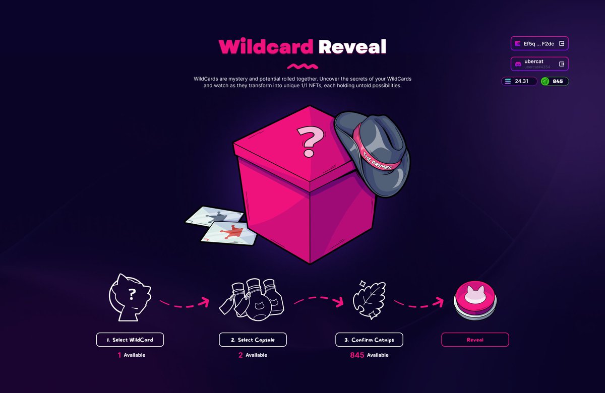 Habiboooo4's tweet photo. Alpha on my @ThePrimesNFTs capsules alpha.
As you can see there is some new utility for #catnips and #capsules are announced. You'll be able to burn Catnips + 1 Capsules NFT to get 1 Wildcard. Remember  Wildcards are an un-revealed state of 1/1s, who doesn't like 1/1s?? Go get your capsules, they're free now!