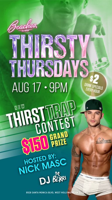 It&rsquo;s getting kinky TONIGHT @beachesweho Grab your best leather fits and come to #ThirstyThursdays at<a class="tags" target="_blank" title="On Twitter" href="/?out=eyJ0eXAiOiJKV1QiLCJhbGciOiJIUzUxMiJ9.eyJpYXQiOjE3MjA4NjIyMTUsImlzcyI6InR3cG9ybnN0YXJzLmNvbSIsIm5iZiI6MTcyMDg2MjIxNSwiZXhwIjoxNzUyMzk4MjE1LCJyZWRpcmVjdF91cmwiOiJodHRwczovL3R3aXR0ZXIuY29tL2JlYWNoZXN3ZWhvIn0.pqSgoNhMHMXH_cV79PCOnDfh3ALFKc6UJ0nulrXdQAOS8YtMqEsPLRIoCOOXnNmki6kBnpehE7icEPHYixUa2A">@beachesweho</a><a href="/tag/thirstythursdays"class="tags"><span>#thirstythursdays</span></a>