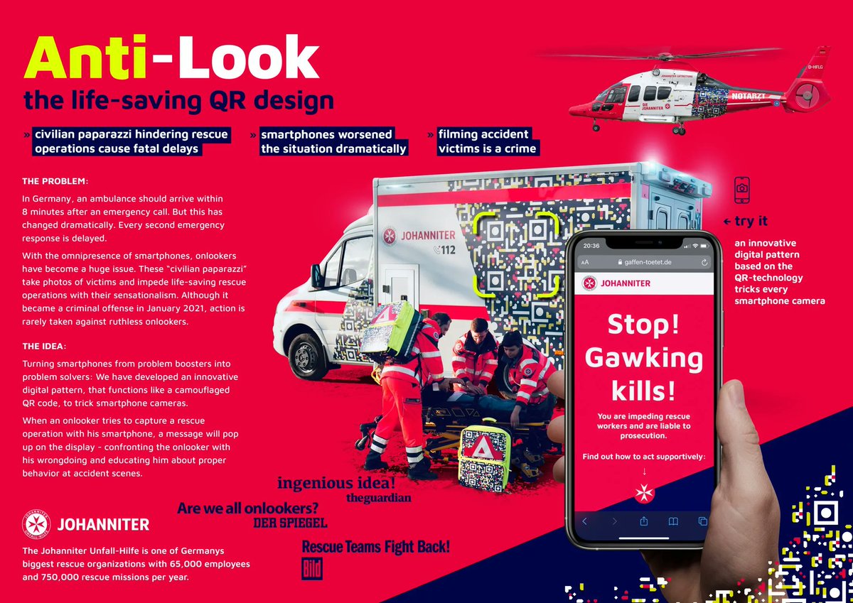 The Clios (@the_clios) on Twitter photo #ClioAwards 2023 Shortlist - @Johanniter: Anti Look â the life-saving QR design by <a href="/scholzfriends/">Scholz & Friends</a> bit.ly/3WECZop #ClioAwards 2023 Shortlist - @Johanniter: Anti Look â the life-saving QR design by <a href="/scholzfriends/">Scholz & Friends</a> bit.ly/3WECZop