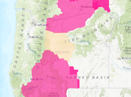 OSFM's tweet photo. Red Flag Warnings &amp; Fire Weather Watches remain in effect across #Oregon. With these critical weather conditions, please help our firefighters out by preventing human-caused wildfires.

FORECAST: https://t.co/uDyZRti55g
PREVENTION TIPS: https://t.co/V2OSZfllyi

#PreventWildfires https://t.co/1KUtL48fiL