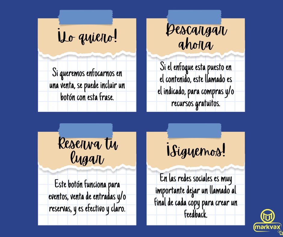 MarkvaxMex's tweet photo. 📢 Una llamada a la acción efectivas
Una llamada a la acción (#CTA). Por lo general, toma la forma de un texto o una imagen en un botón que invita al #lector a realizar alguna acción especifica, como comprar un #producto o enviar un correo electrónico. https://t.co/3cjsUbanlL