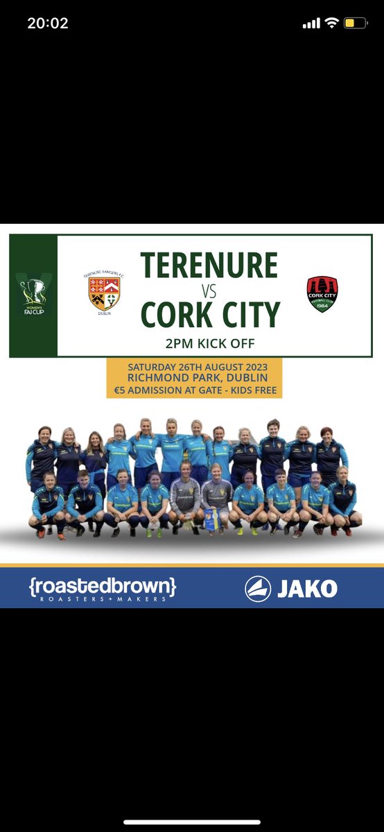Next Saturday 26th August, will see our senior women’s team host Cork City in the FAI Senior Cup 🏆this is an unbelievable achievement for our club 💙💛⚽️. We hope to get as many supporters out to Richmond park as possible. So save the date, it’s a game you don’t want to miss!