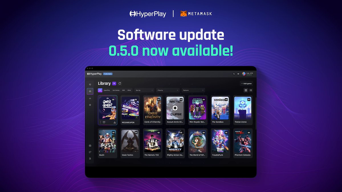 🚀 Introducing HyperPlay v0.5.0 Update 🎮 We're thrilled to unveil the latest update for HyperPlay, packed with features that enhance your gaming experience. Let's dive into the highlights of what's new 🧵