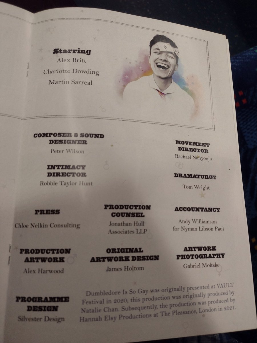 johnfrewin's tweet photo. Saw Dumbledore Is So Gay @swkplay this evening. 3rd run of the show and think it gets better and better every time. Brilliant production (love the lighting design) and great cast. Highly recommend @DISG_Play 
#DumbledoreIsSoGay #LGBTQTheatre #LGBTQ #Theatre #SouthwarkPlayhouse https://t.co/8Mg710er4k