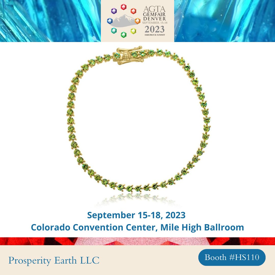 agta_gems's tweet photo. Find more colored gemstones and finished jewelry like this lively green Demantoid tennis bracelet from Prosperity Earth LLC at booth #HS110 at the AGTA GemFair Denver at HardRock Summit. It's a show you don't want to miss! Register today on our website!
#AGTA #AGTAMember https://t.co/atyf1Q1SoH