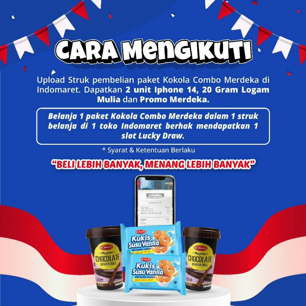 biskuit_kokola's tweet photo. MAU 2 IPHONE 14 dan 20gram LOGAM MULIA GRATISS ?

Tiap Minggunya👏🏻
Kejar rejeki mu dengan ikutan KOKOLA INDOMARET BONUS MERDEKA🇮🇩

Setiap hari mulai jam 8 pagi s/d 8 malam 
Hadiah Dobel dobel 
📌 2 Unit Iphone 14
📌 20gram Logam Mulia
📌 Promo potongan harga langsung di Indomaret https://t.co/d9LSWZ2amk